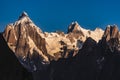 Pakistan Karakoram K2 trekking Mt Trango Sunset Royalty Free Stock Photo